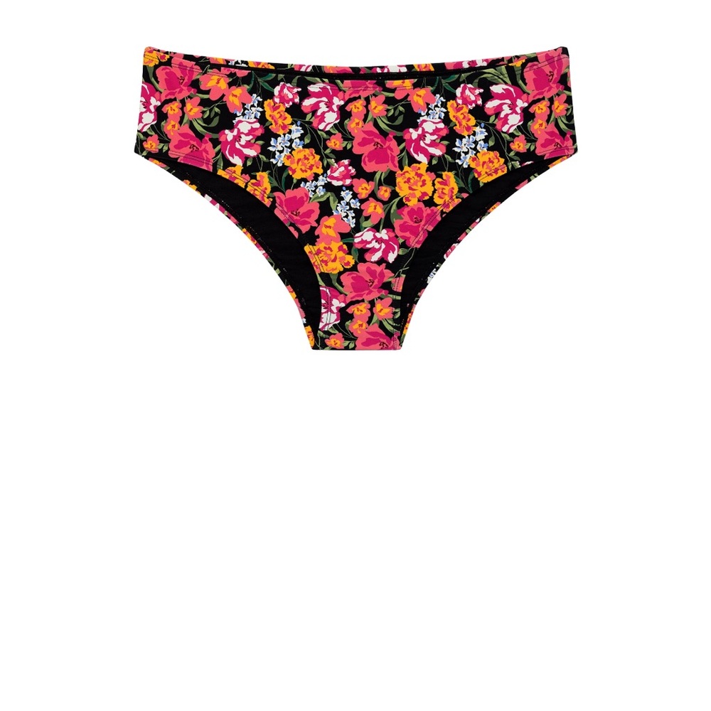 Nwt Women's swimsuit time and tru 1X Top Plunge Rich Black bottom’s XL floral - Picture 10 of 16